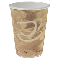 Mistique Polycoated Hot Paper Cup, 12 Oz., Printed, Brown, 50-bag