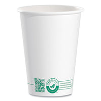 Compostable Paper Hot Cups, Proplanet Seal, 12 Oz, White/green, 50/pack