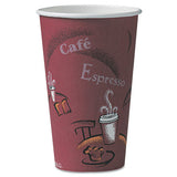 Solo Bistro Design Hot Drink Cups, Paper, 16oz, Maroon, 300-carton