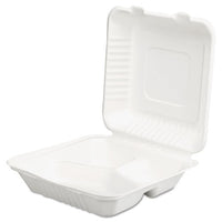 Champware Molded-fiber Clamshell Containers, 9w X 9d X 3h, White, 200-carton