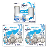 Plugin Scented Oil, Clean Linen, 0.67 Oz, 2 Warmers And 6 Refills-pack
