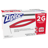 Double Zipper Storage Bags, 2 Gal, 1.75 Mil, 15" X 13", Clear, 100-carton