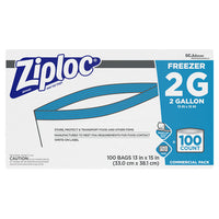 Double Zipper Freezer Bags, 2 Gal, 2.7 Mil, 13" X 15.5", Clear, 100-carton