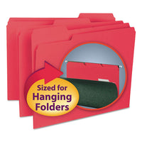 Interior File Folders, 1-3-cut Tabs, Letter Size, Red, 100-box