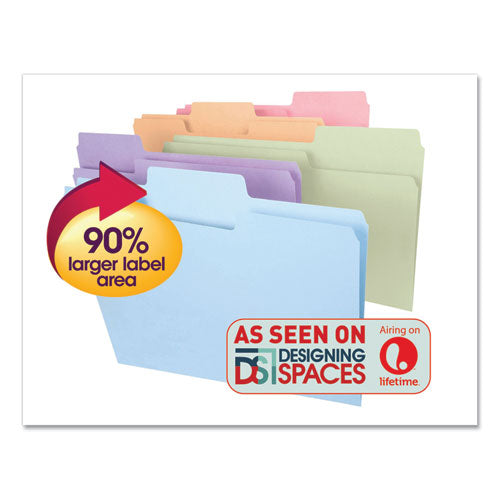 Supertab Colored File Folders, 1-3-cut Tabs, Legal Size, 11 Pt. Stock, Assorted Pastel Colors, 100-box