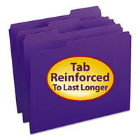 Reinforced Top Tab Colored File Folders, 1-3-cut Tabs, Letter Size, Purple, 100-box