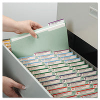 Expanding Recycled Heavy Pressboard Folders, 1-3-cut Tabs, 2" Expansion, Letter Size, Gray-green, 25-box