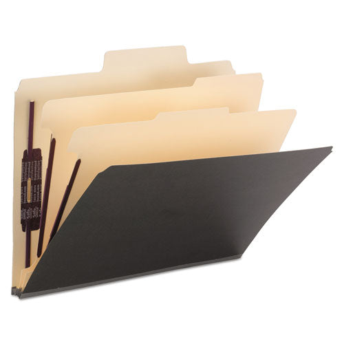 Supertab Colored Classification Folders, Safeshield Coated Fastener Technology, 2 Dividers, Letter Size, Dark Gray, 10-box
