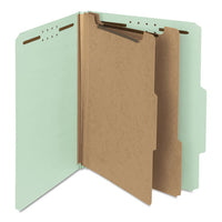 100% Recycled Pressboard Classification Folders, 2 Dividers, Letter Size, Gray-green, 10-box