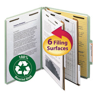 100% Recycled Pressboard Classification Folders, 2 Dividers, Letter Size, Gray-green, 10-box