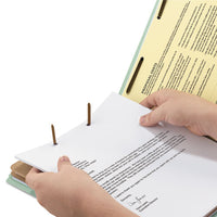 100% Recycled Pressboard Classification Folders, 2 Dividers, Letter Size, Gray-green, 10-box