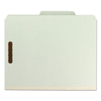 100% Recycled Pressboard Classification Folders, 2 Dividers, Letter Size, Gray-green, 10-box