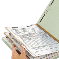 100% Recycled Pressboard Classification Folders, 2 Dividers, Letter Size, Gray-green, 10-box