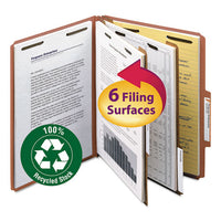 100% Recycled Pressboard Classification Folders, 2 Dividers, Letter Size, Red, 10-box