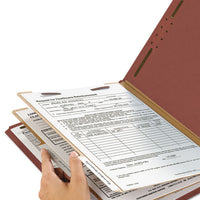 100% Recycled Pressboard Classification Folders, 2 Dividers, Letter Size, Red, 10-box