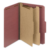 100% Recycled Pressboard Classification Folders, 2 Dividers, Letter Size, Red, 10-box