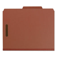 100% Recycled Pressboard Classification Folders, 2 Dividers, Letter Size, Red, 10-box