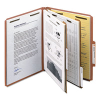 100% Recycled Pressboard Classification Folders, 2 Dividers, Letter Size, Red, 10-box