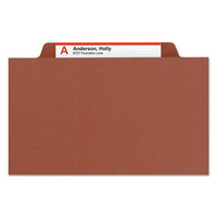 100% Recycled Pressboard Classification Folders, 2 Dividers, Letter Size, Red, 10-box
