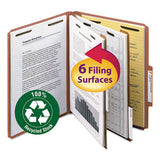 100% Recycled Pressboard Classification Folders, 2 Dividers, Letter Size, Red, 10-box