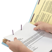 Six-section Pressboard Top Tab Classification Folders With Safeshield Fasteners, 2 Dividers, Letter Size, Blue, 10-box