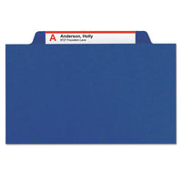 Six-section Pressboard Top Tab Classification Folders With Safeshield Fasteners, 2 Dividers, Letter Size, Dark Blue, 10-box