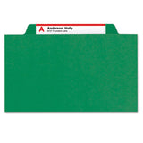Six-section Pressboard Top Tab Classification Folders With Safeshield Fasteners, 2 Dividers, Letter Size, Green, 10-box