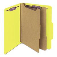 Six-section Pressboard Top Tab Classification Folders With Safeshield Fasteners, 2 Dividers, Letter Size, Yellow, 10-box