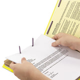 Six-section Pressboard Top Tab Classification Folders With Safeshield Fasteners, 2 Dividers, Letter Size, Yellow, 10-box