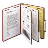 Pressboard Classification Folders With Safeshield Coated Fasteners, 2-5 Cut, 2 Dividers, Letter Size, Red, 10-box
