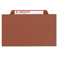 6-section Pressboard Top Tab Pocket-style Classification Folders With Safeshield Fasteners, 2 Dividers, Letter, Red, 10-box