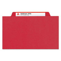 Eight-section Pressboard Top Tab Classification Folders With Safeshield Fasteners, 3 Dividers, Letter Size, Bright Red, 10-bx