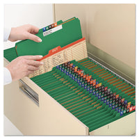 Eight-section Pressboard Top Tab Classification Folders With Safeshield Fasteners, 3 Dividers, Letter Size, Green, 10-box