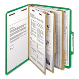Eight-section Pressboard Top Tab Classification Folders With Safeshield Fasteners, 3 Dividers, Letter Size, Green, 10-box