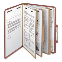 100% Recycled Pressboard Classification Folders, 3 Dividers, Letter Size, Red, 10-box