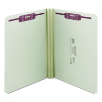 Recycled Pressboard Folders With Two Safeshield Coated Fasteners, Straight Tab, 2" Expansion, Letter Size, Gray-green, 25-box
