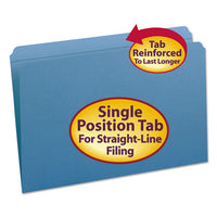 Reinforced Top Tab Colored File Folders, Straight Tab, Legal Size, Blue, 100-box