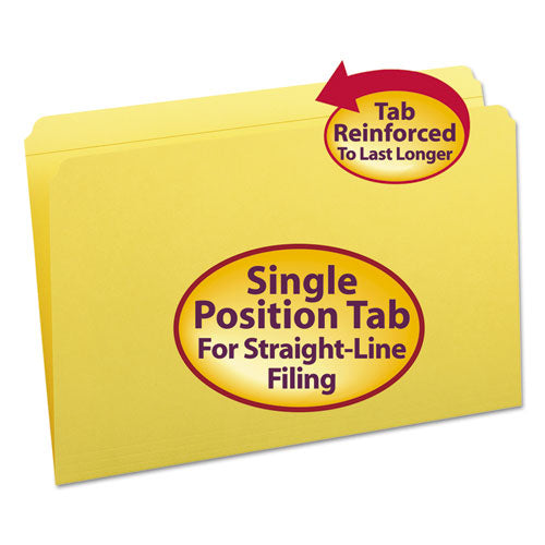 Reinforced Top Tab Colored File Folders, Straight Tab, Legal Size, Yellow, 100-box
