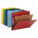 Four-section Pressboard Top Tab Classification Folders With Safeshield Fasteners, 1 Divider, Legal Size, Bright Red, 10-box