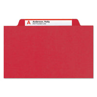 Four-section Pressboard Top Tab Classification Folders With Safeshield Fasteners, 1 Divider, Legal Size, Bright Red, 10-box