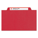 Four-section Pressboard Top Tab Classification Folders With Safeshield Fasteners, 1 Divider, Legal Size, Bright Red, 10-box