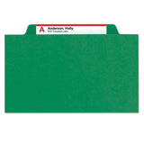 Four-section Pressboard Top Tab Classification Folders With Safeshield Fasteners, 1 Divider, Legal Size, Green, 10-box