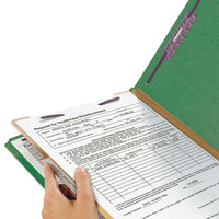 Four-section Pressboard Top Tab Classification Folders With Safeshield Fasteners, 1 Divider, Legal Size, Green, 10-box