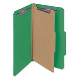 Four-section Pressboard Top Tab Classification Folders With Safeshield Fasteners, 1 Divider, Legal Size, Green, 10-box