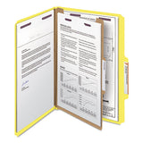 Four-section Pressboard Top Tab Classification Folders With Safeshield Fasteners, 1 Divider, Legal Size, Yellow, 10-box