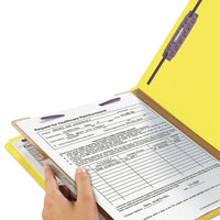 Four-section Pressboard Top Tab Classification Folders With Safeshield Fasteners, 1 Divider, Legal Size, Yellow, 10-box