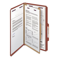 Pressboard Classification Folders With Safeshield Coated Fasteners, 2-5 Cut, 1 Divider, Legal Size, Red, 10-box