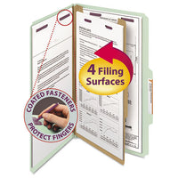 Pressboard Classification Folders With Safeshield Coated Fasteners, 2-5 Cut, 1 Divider, Legal Size, Gray-green, 10-box