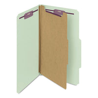 Pressboard Classification Folders With Safeshield Coated Fasteners, 2-5 Cut, 1 Divider, Legal Size, Gray-green, 10-box