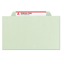 Pressboard Classification Folders With Safeshield Coated Fasteners, 2-5 Cut, 1 Divider, Legal Size, Gray-green, 10-box